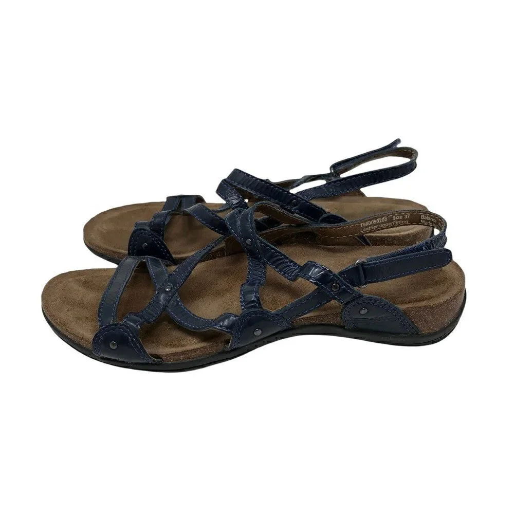 Dansko Womens Jovie Strappy Sandals Blue Slingback Hook Loop Leather 7 EUR 37